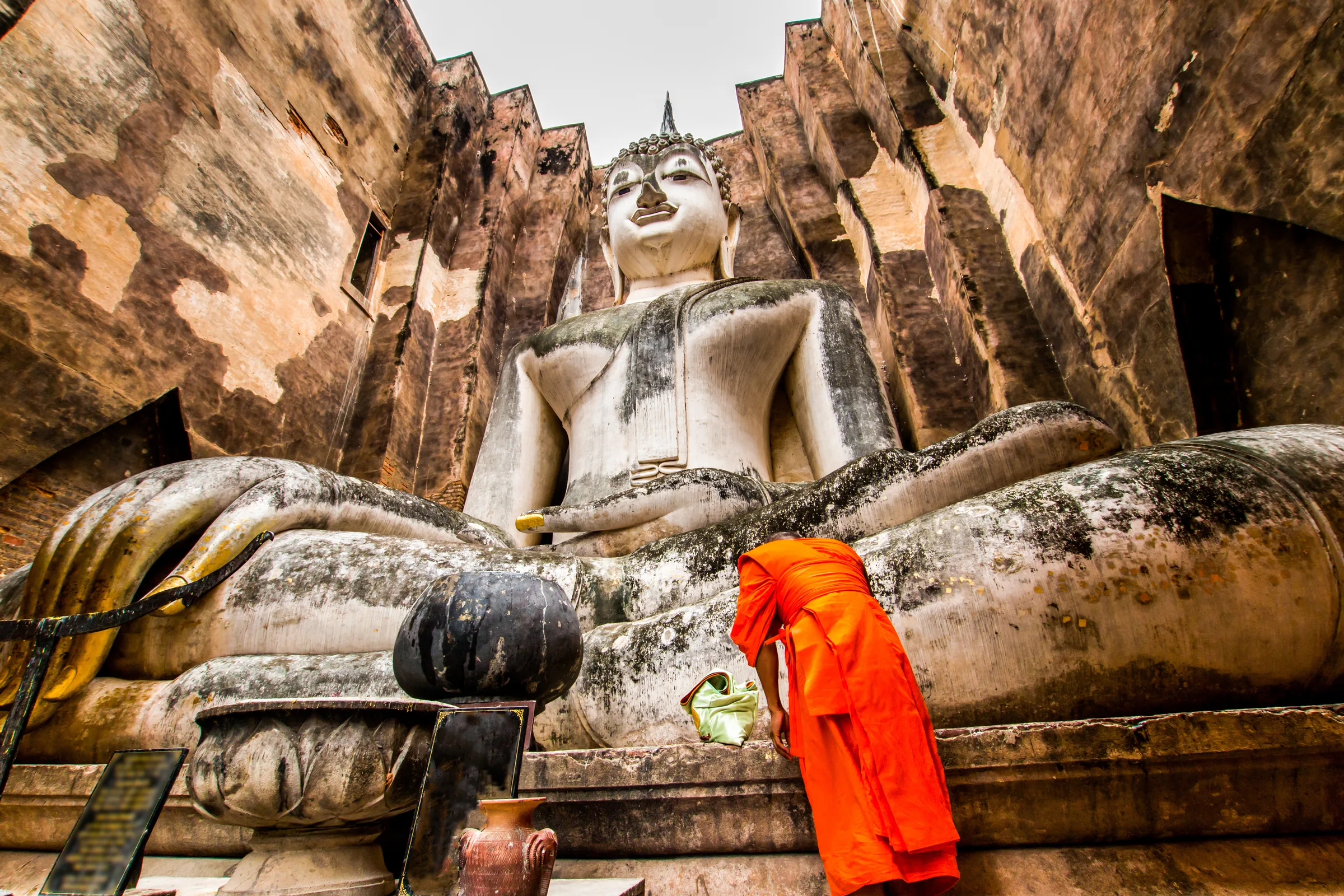 Seated Buddha inside Wat Si Chum, Sukhothai Historical Park