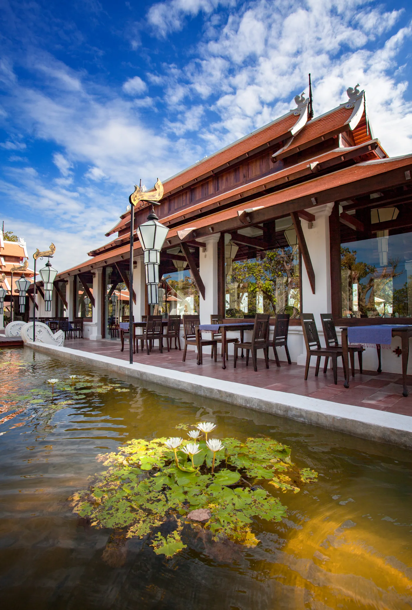 Sriwilai Restaurant terrace beside the lotus pond